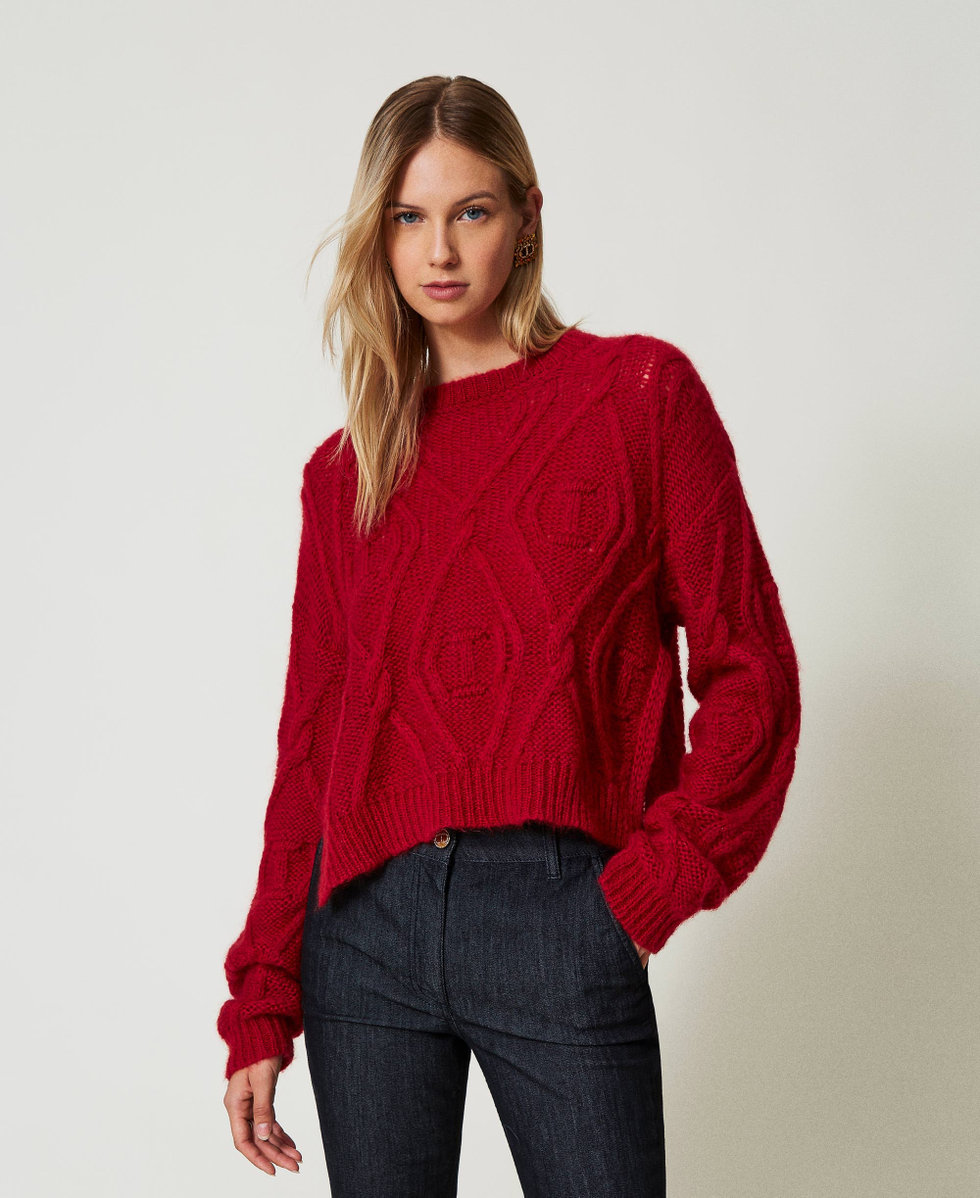 Pull en mohair mélangé Rouge Vénitien Femme 242TT3313_00740_01