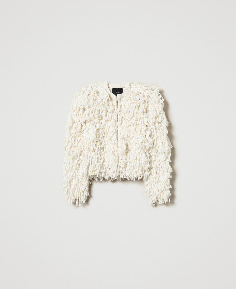 'Elizabeth' bouclé knit jacket White Snow Woman 242TS3210_00282_S0