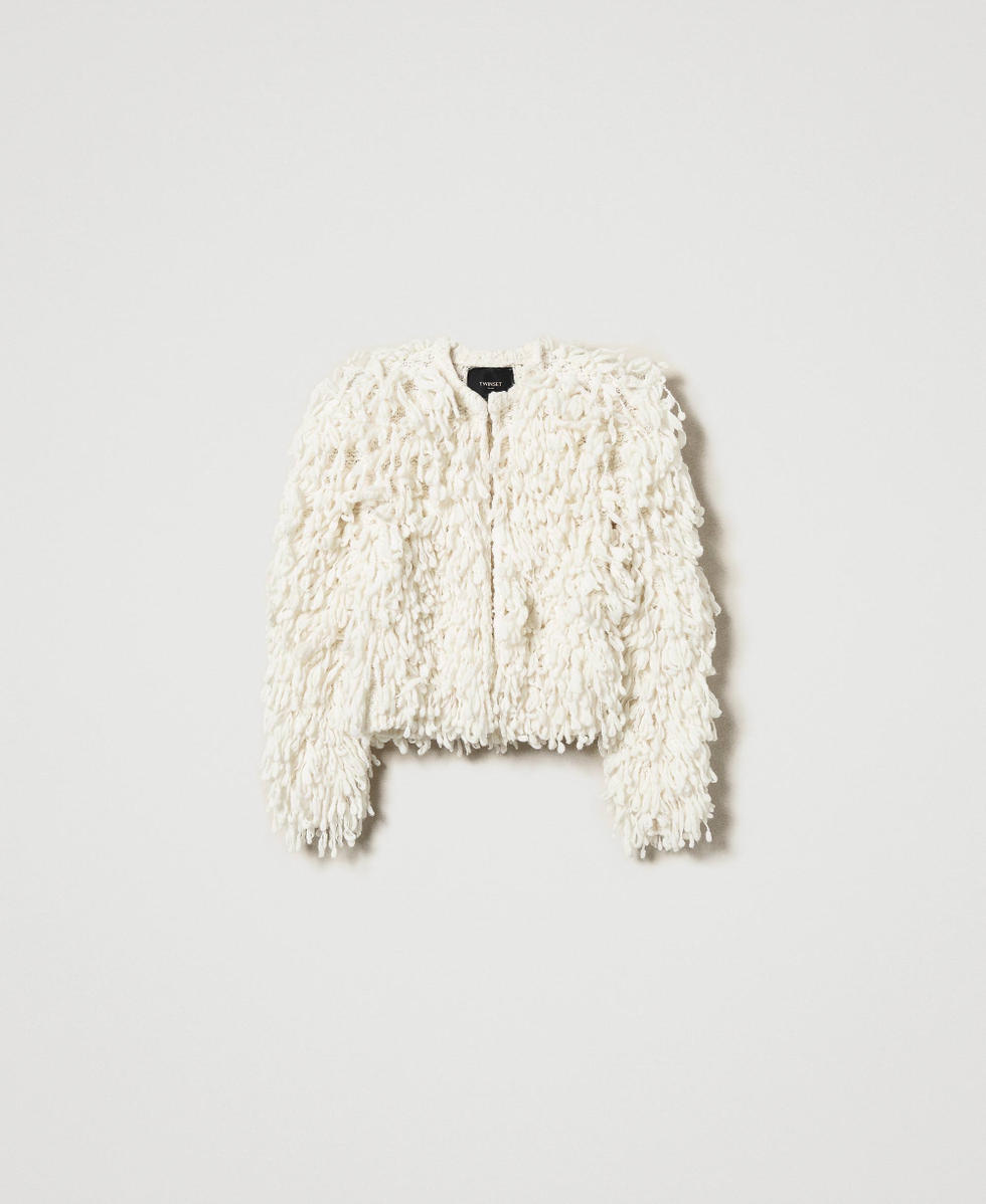 Elizabeth boucle knit jacket Woman White TWINSET Milano