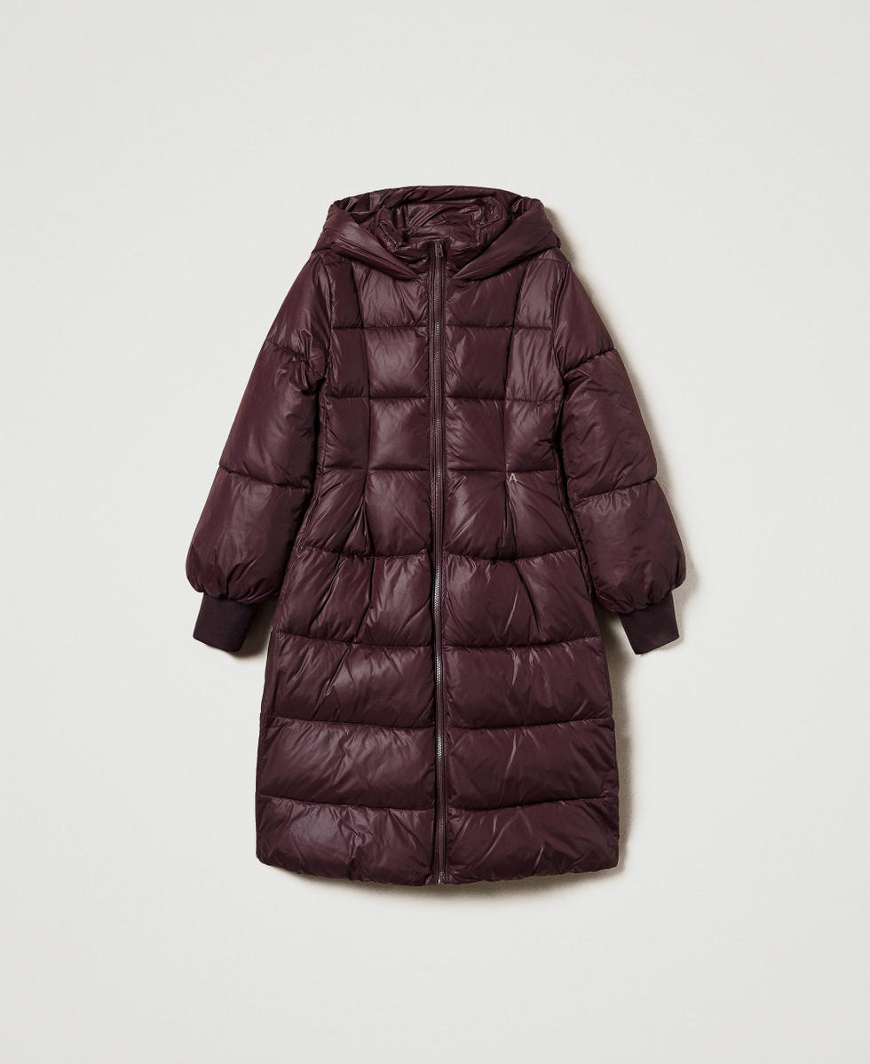 Long puffer jacket with hood Potent Purple Woman 242AT2010_11963_S0