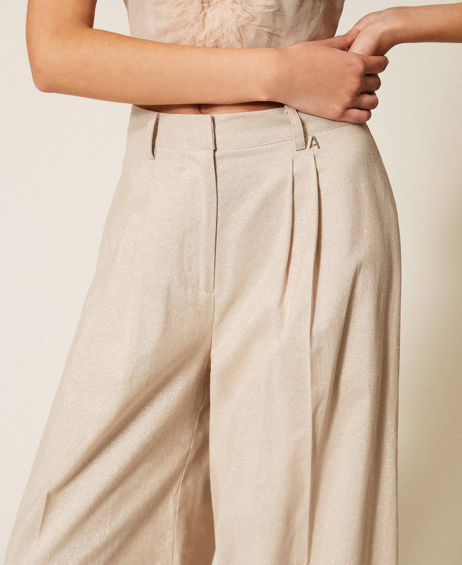 Linen blend trousers with lurex Cashew Beige Lurex Woman 261AT2073_13460_04