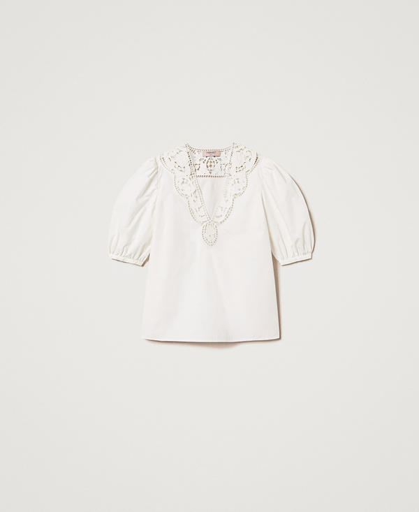 Blouse in broderie anglaise poplin