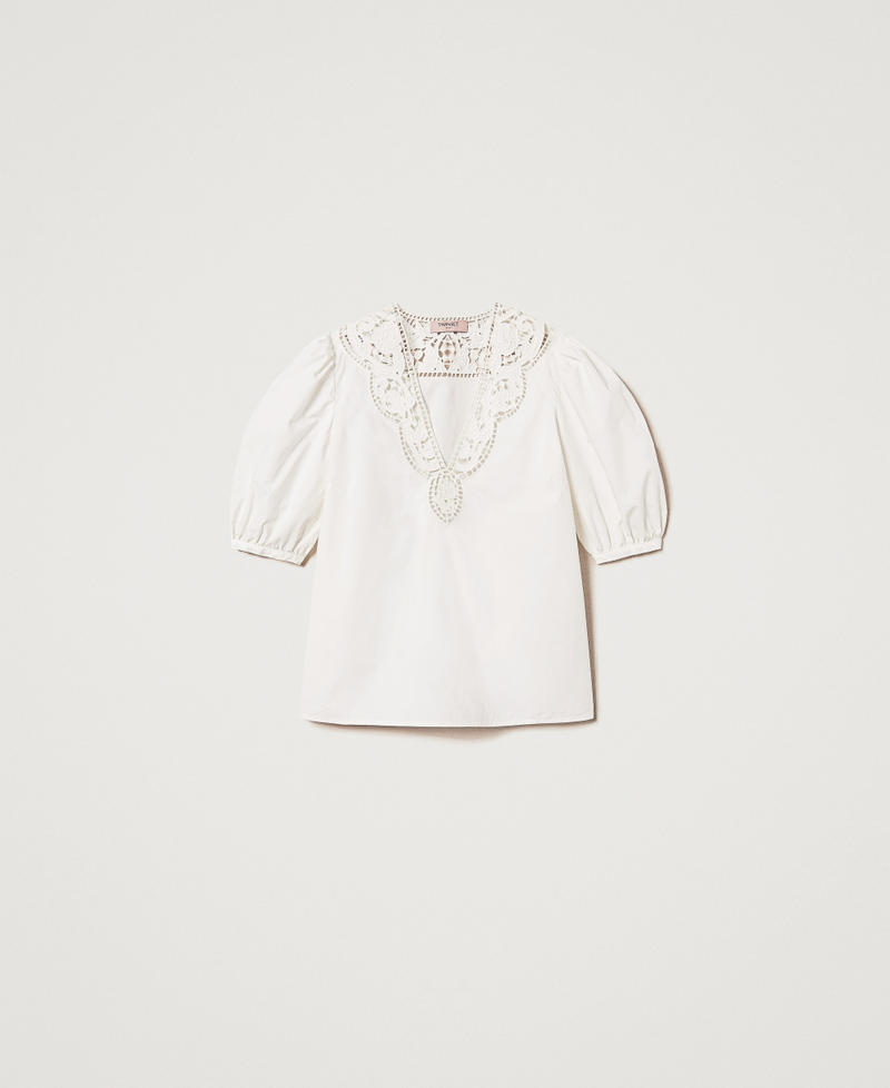 Blouse in broderie anglaise poplin White Snow Woman 251TT2335_00282_0S