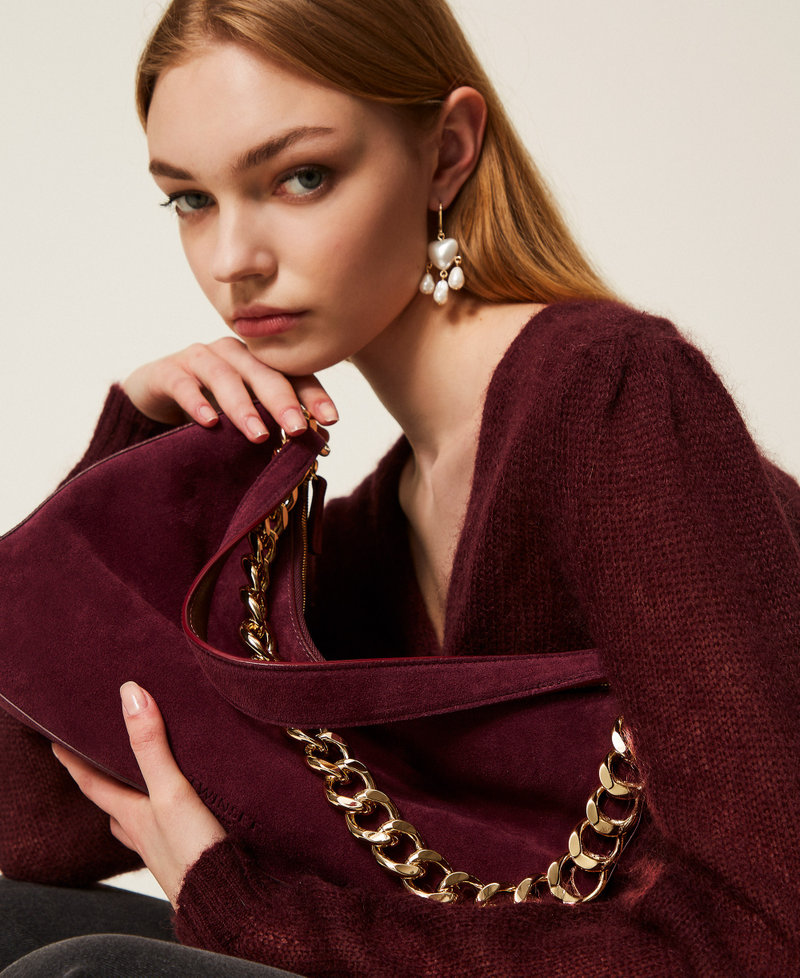 'Liliane' medium suede bag &ldquo;Wine tasting&rdquo; Purple Woman 252TB7162_14241_T0