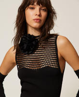 Choker with satin flower Black Woman 261AA4071_00006_T0