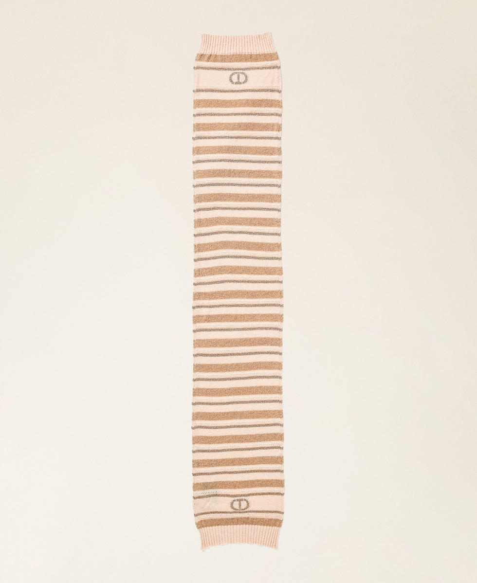 Schal aus Alpaka-Mischung mit Lurex Streifen Alpakabraun /Alpaka Lurex Frau 252TO5590_13009_05