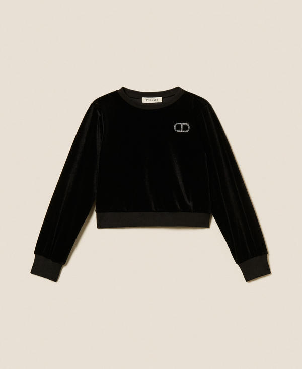 Chenille sweatshirt with Oval T