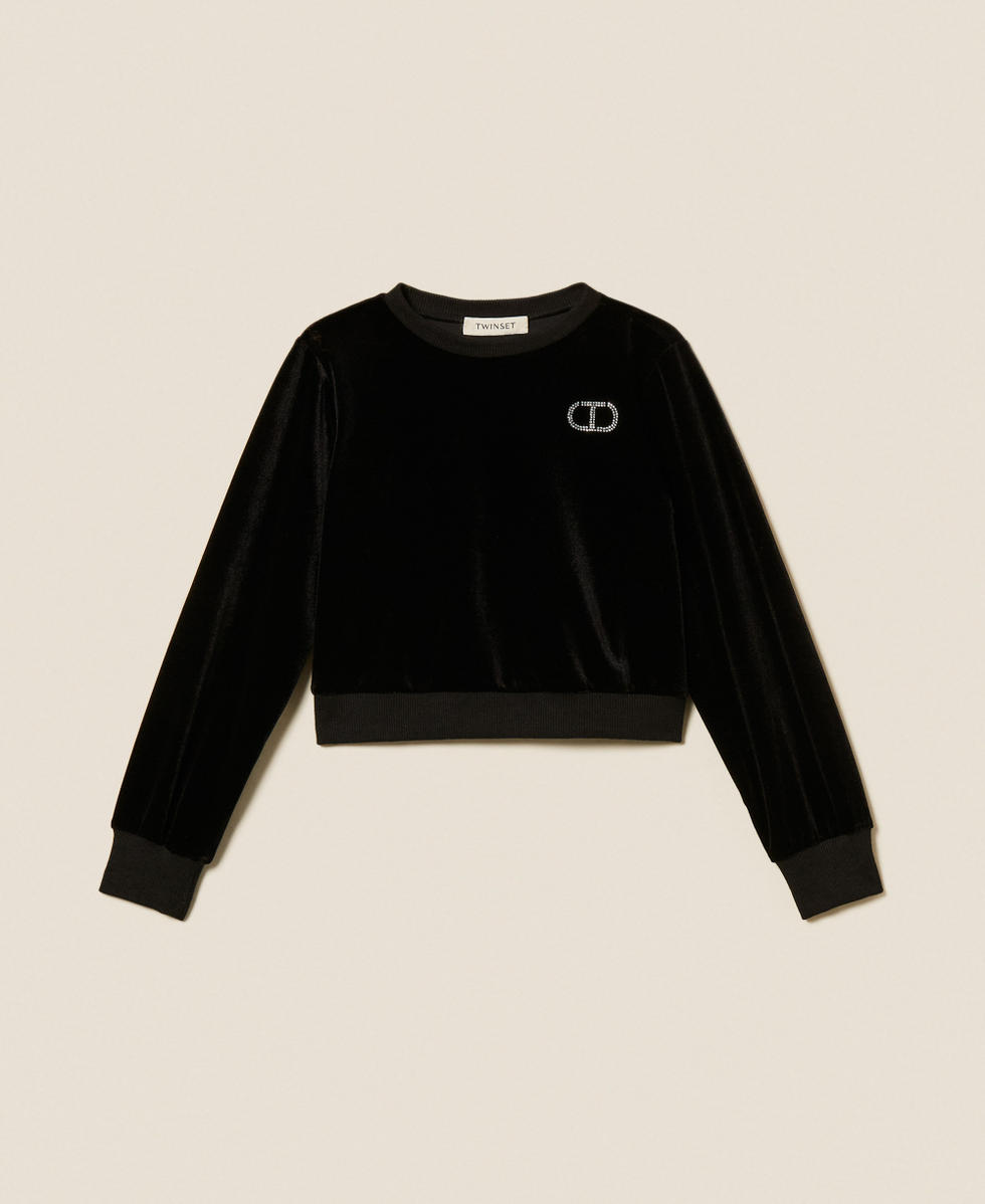 Chenille sweatshirt with Oval T