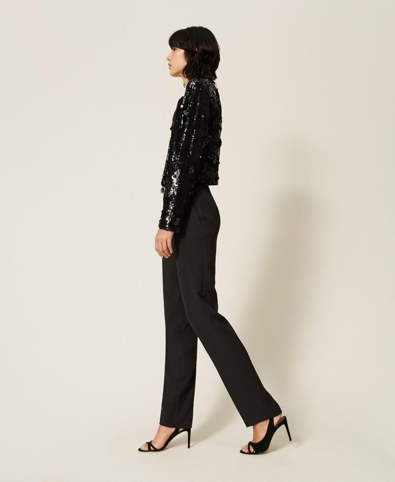 Cr&ecirc;pe-Hose mit Taschen Schwarz Frau 262AT2072_00006_02