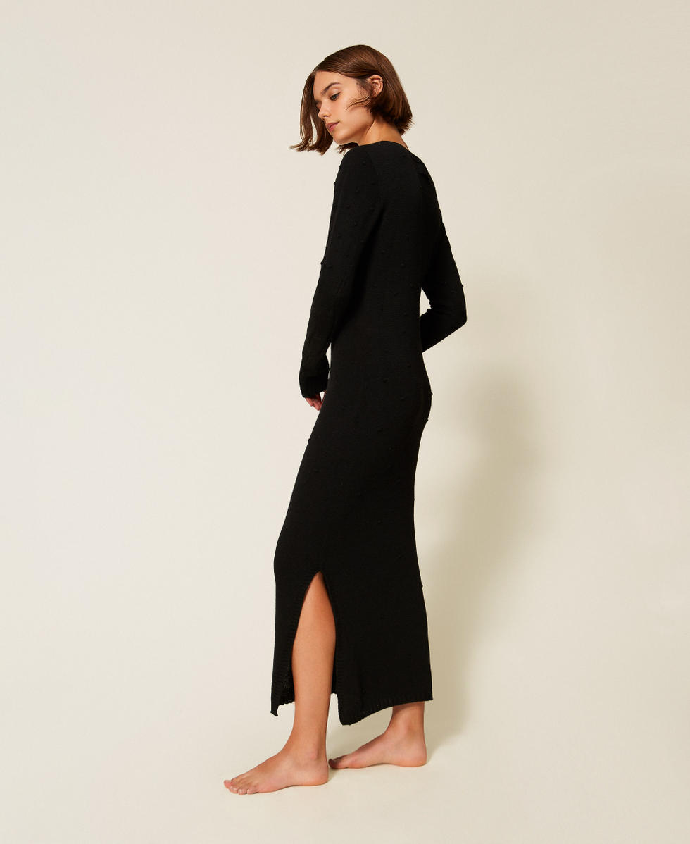 Maxikleid aus Treeblend-Garn Schwarz Frau 252TP3330_00006_02