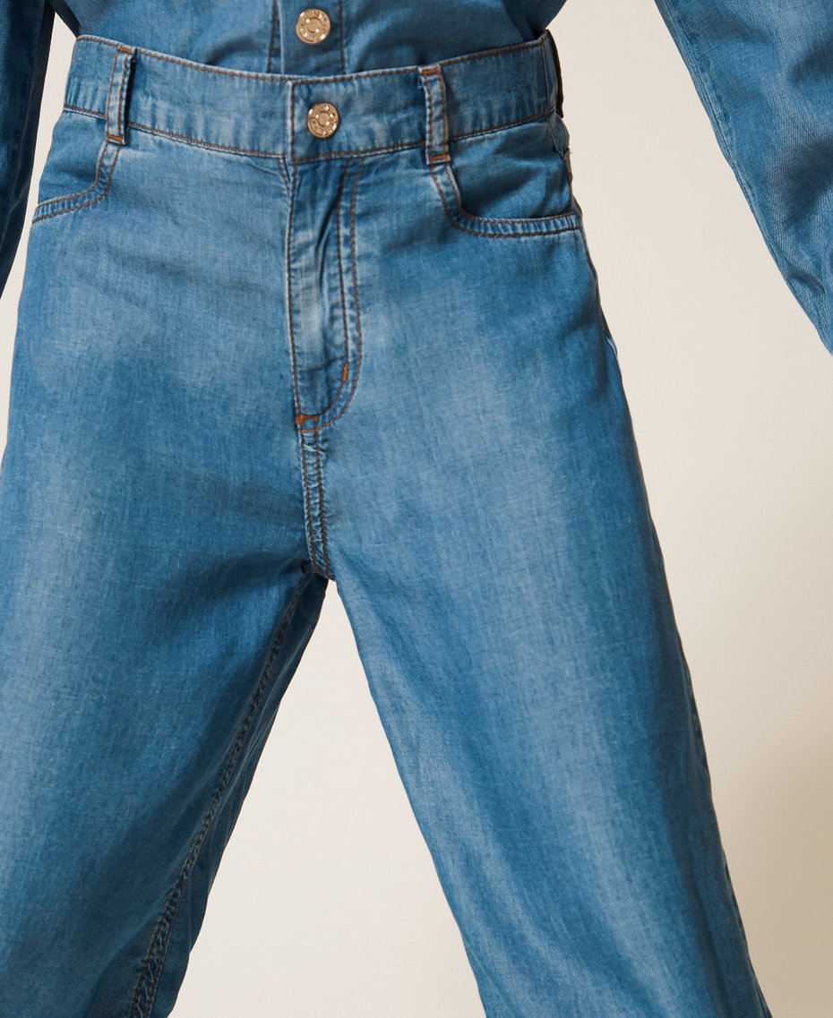 Jean ample avec ceinture Chambray Bleu &laquo;&nbsp;Mid Blue&nbsp;&raquo; Fille 261GJ2070_13235_04