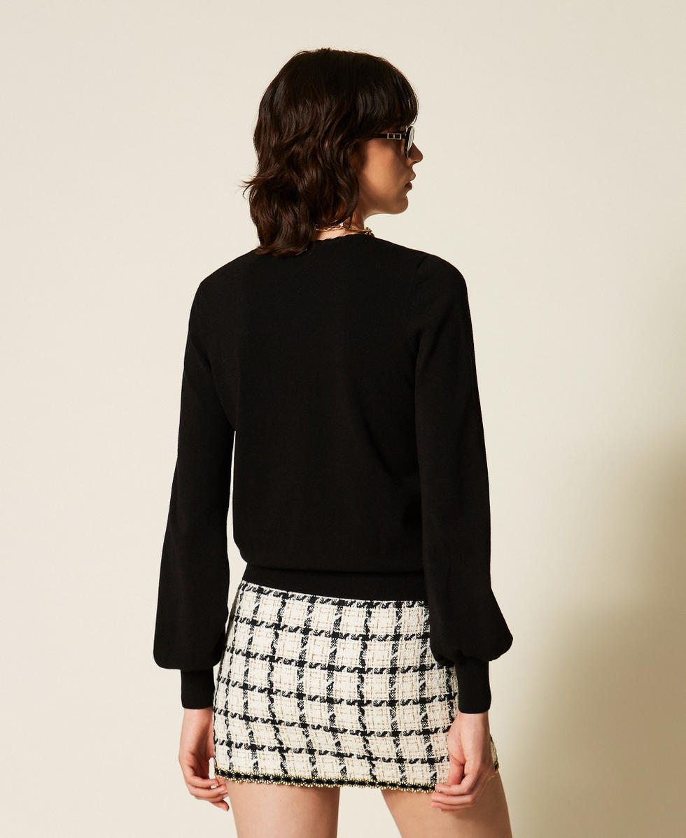 Pull ajust&eacute; avec d&eacute;tails au crochet Noir Femme 262TP3033_00006_03