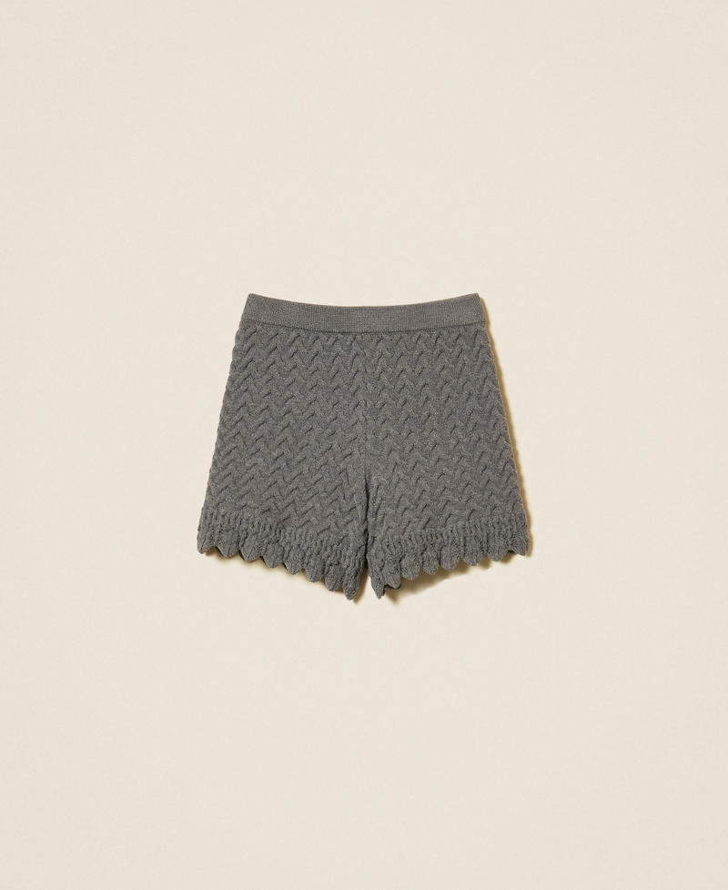 Strick-Shorts mit Zopfmuster Meliertes Dunkelgrau M&auml;dchen 262GJ3142_12839_S0