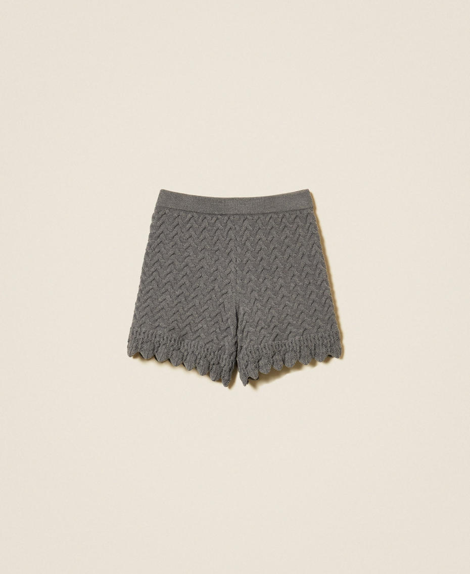 Strick-Shorts mit Zopfmuster Meliertes Dunkelgrau M&auml;dchen 262GJ3142_12839_S0