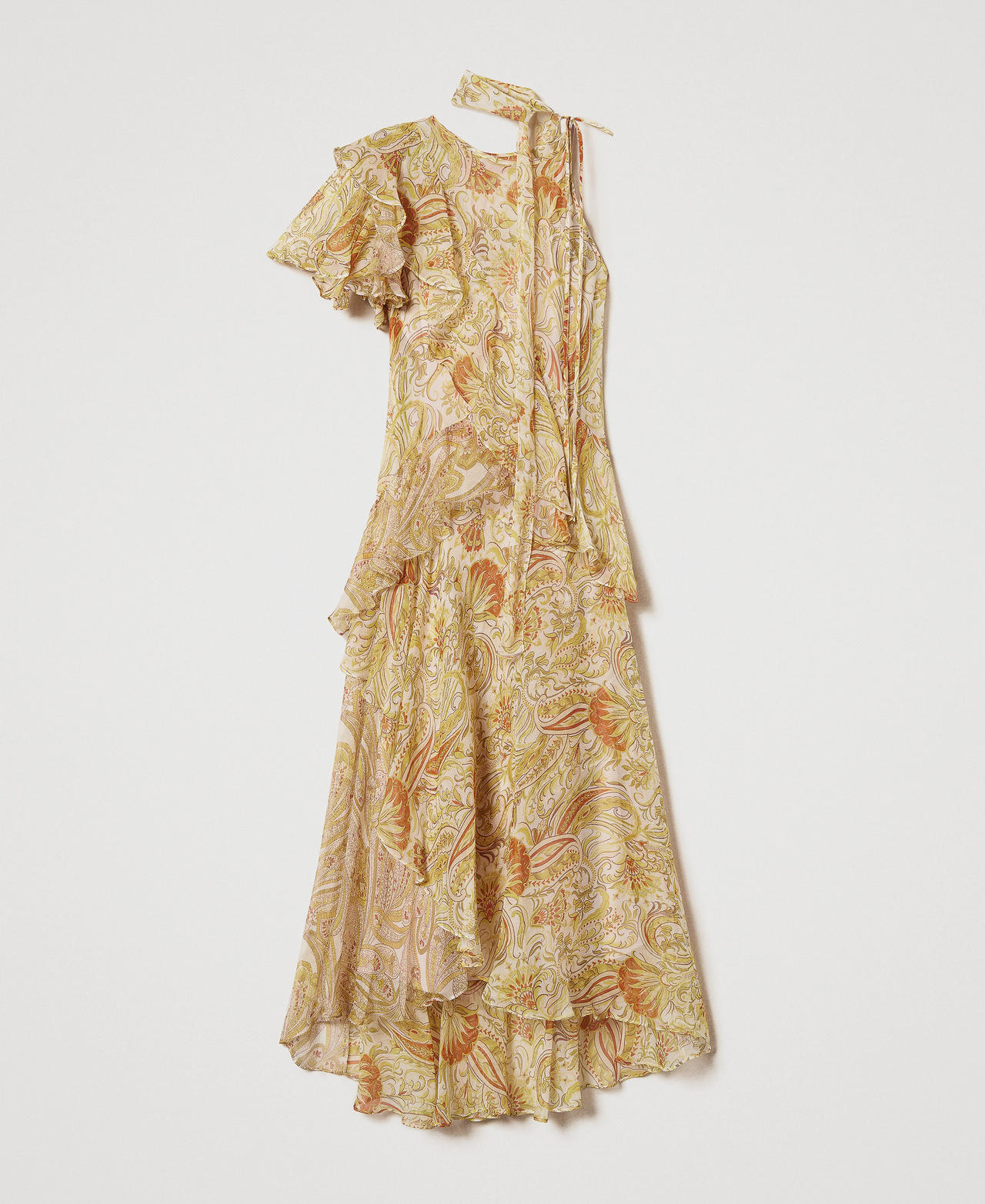 'Salina' long crepon dress with print Passion Fruit Mix Paisley Print Woman 251TS2182_12587_0S