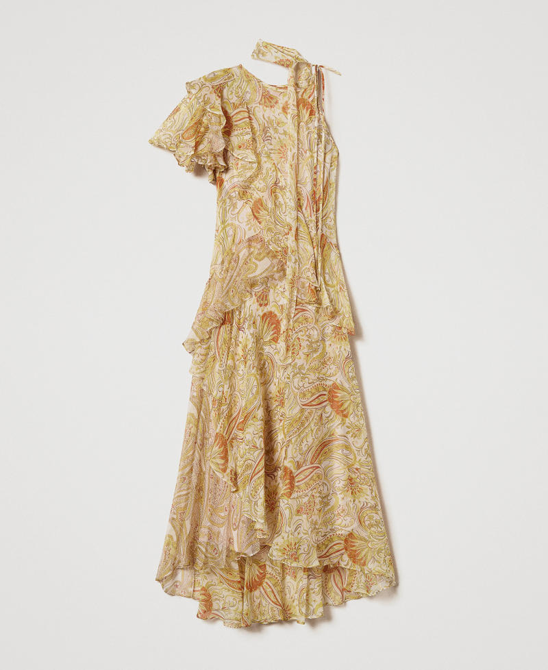 'Salina' long crepon dress with print Passion Fruit Mix Paisley Print Woman 251TS2182_12587_0S
