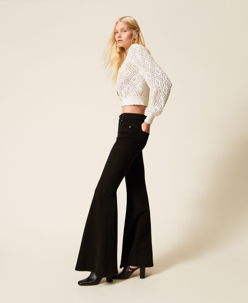 Cotton bull flared trousers Black Woman 261TP2680_00006_02