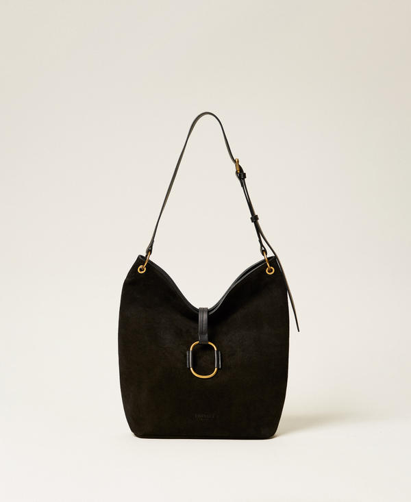 Borsa hobo in pelle scamosciata