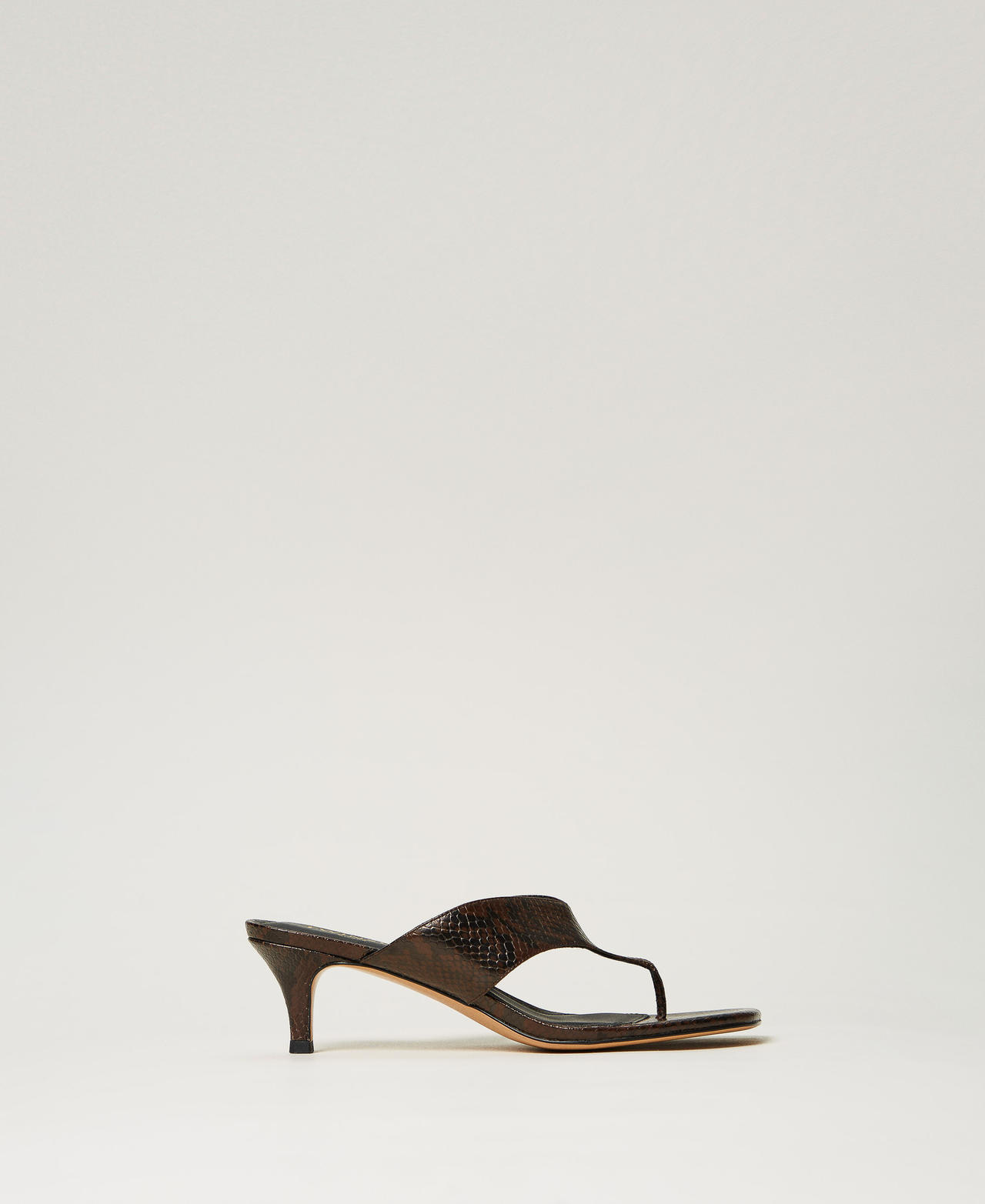 Sandali mules infradito in pelle Pitone Chocolate Donna 251TGT172_12383_01