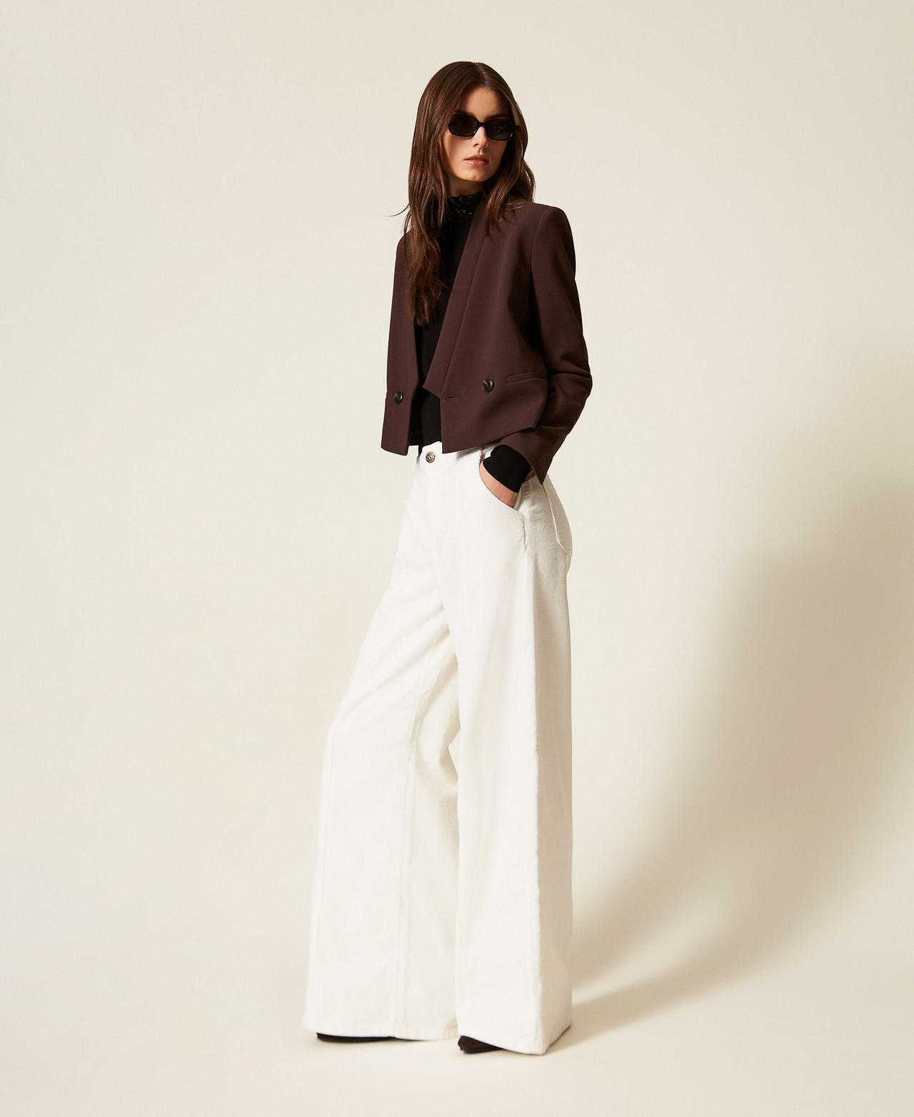 Wide corduroy trousers White Snow Woman 252TT2180_00282_02