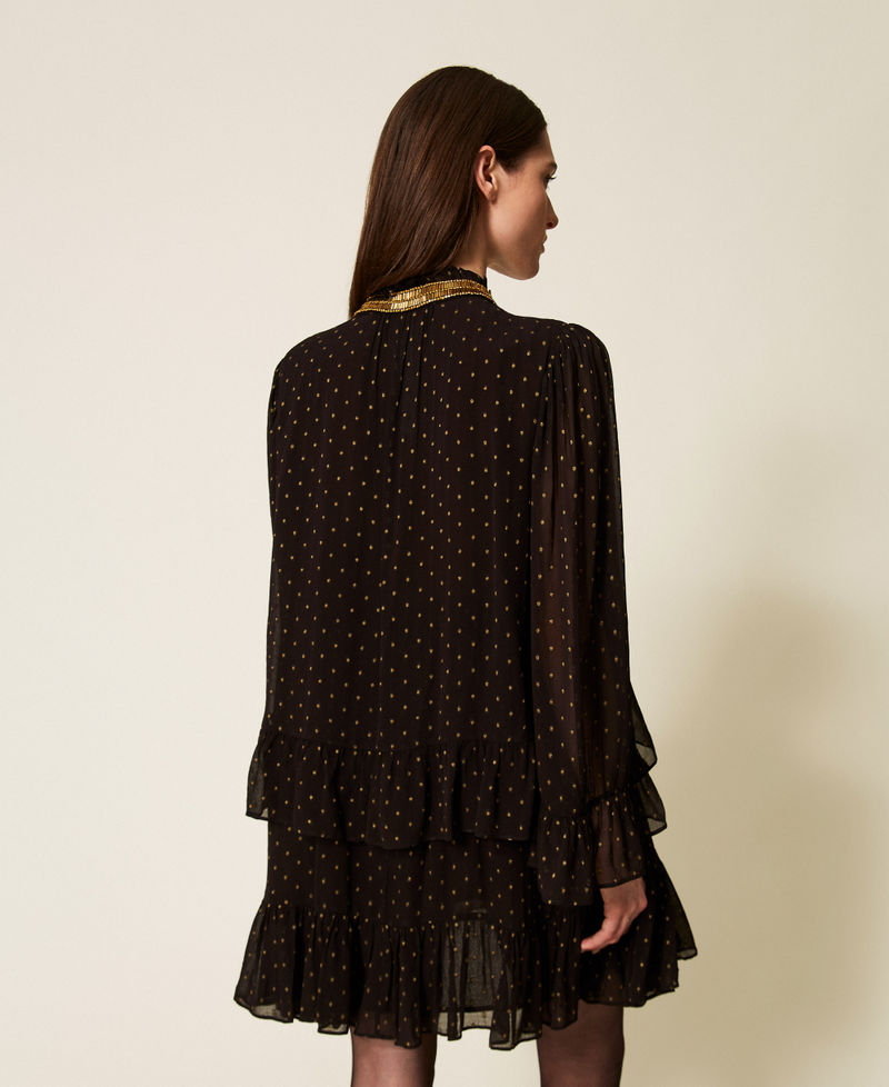 Abito corto in georgette fil coupé Nero Donna 252TS2281_00006_03