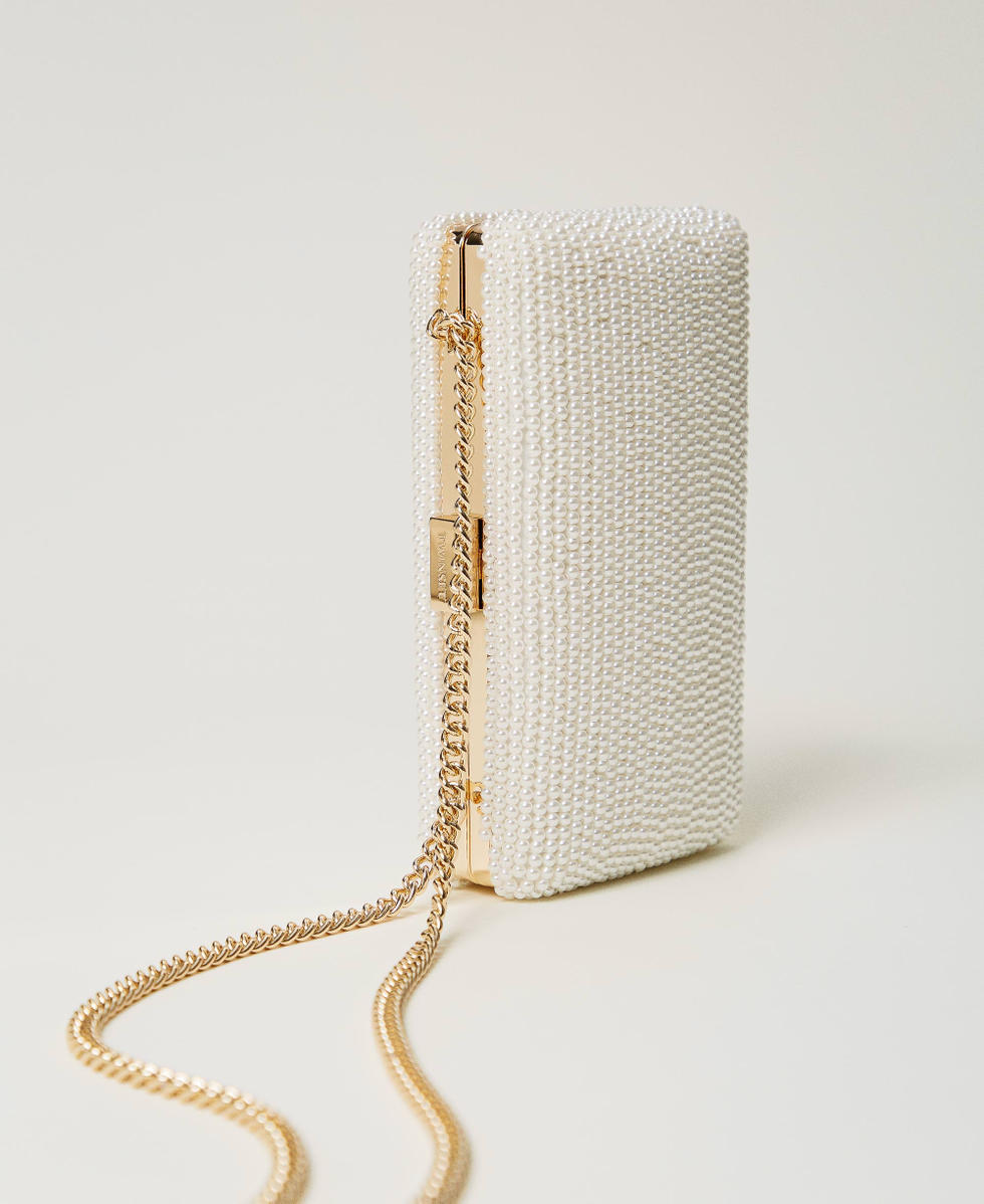 Clutch con perle e Oval T