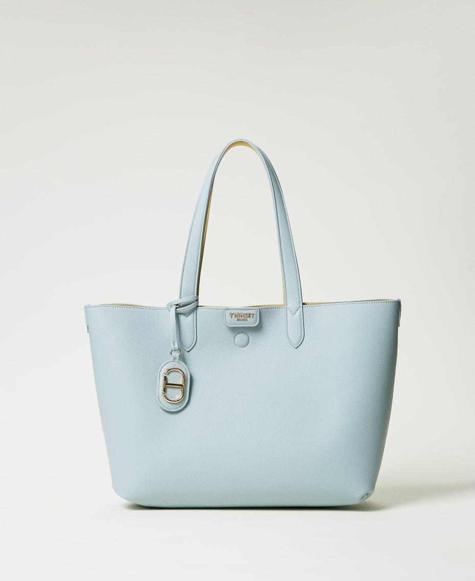 ‘Everywhere‘ reversible shopper bag Two-tone Dusty Blue/Pale Yellow Woman 251TB7300_12242_01