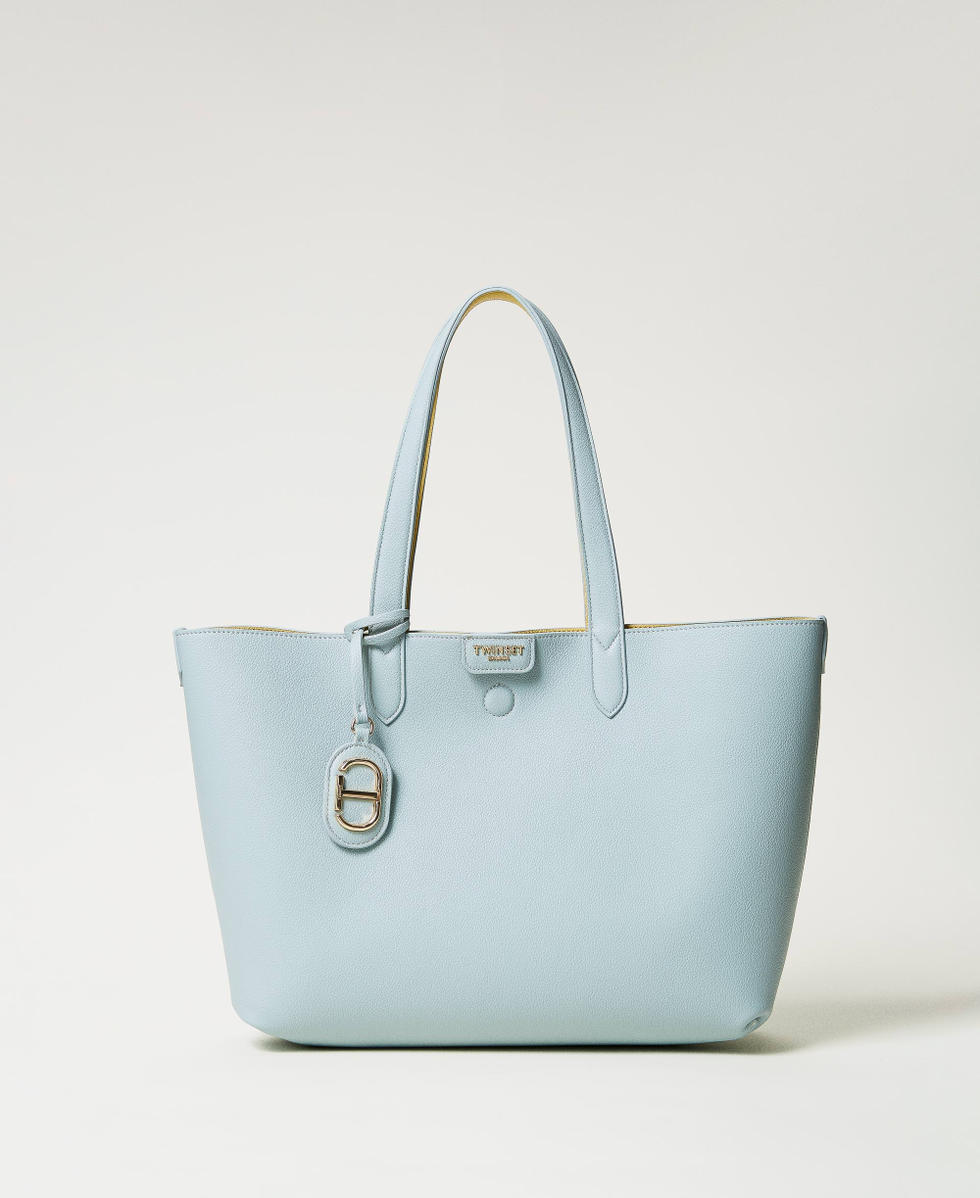 &lsquo;Everywhere&lsquo; reversible shopper bag Two-tone Dusty Blue/Pale Yellow Woman 251TB7300_12242_01