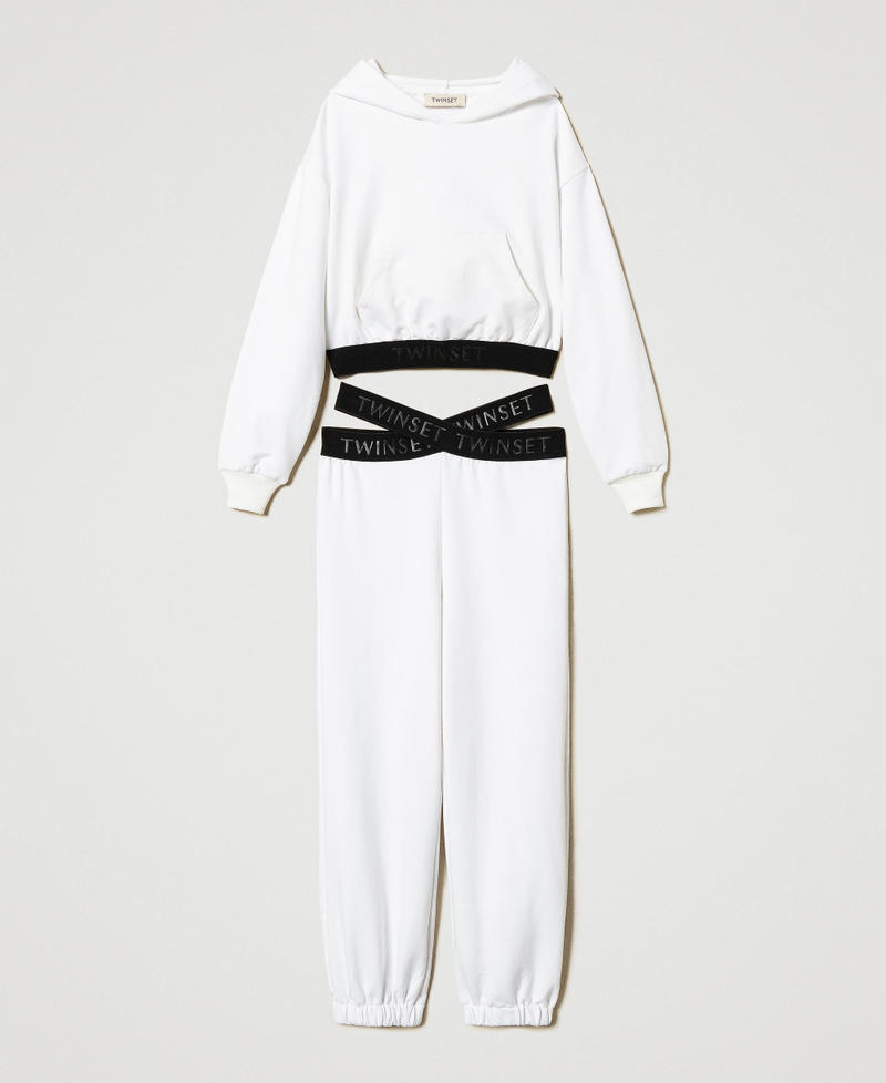 Hoodie and jogger trousers with lettering logo Bicolour "Ice" White / Black Girl 251GJ2581_02849_S0