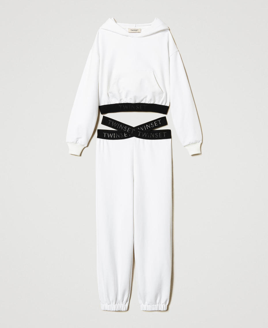 Hoodie and jogger trousers with lettering logo Bicolour "Ice" White / Black Girl 251GJ2581_02849_S0