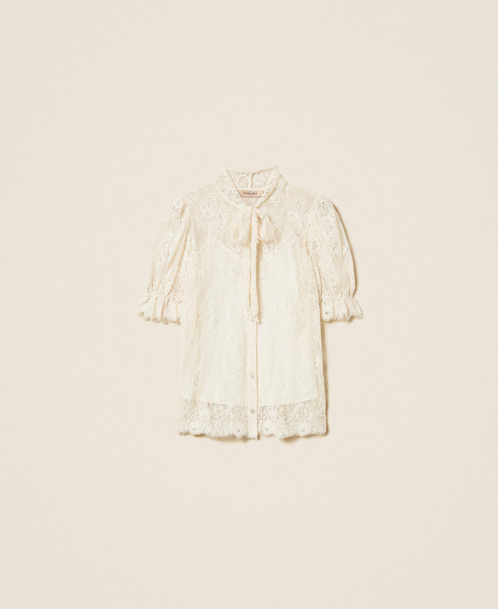 Lace shirt with bow