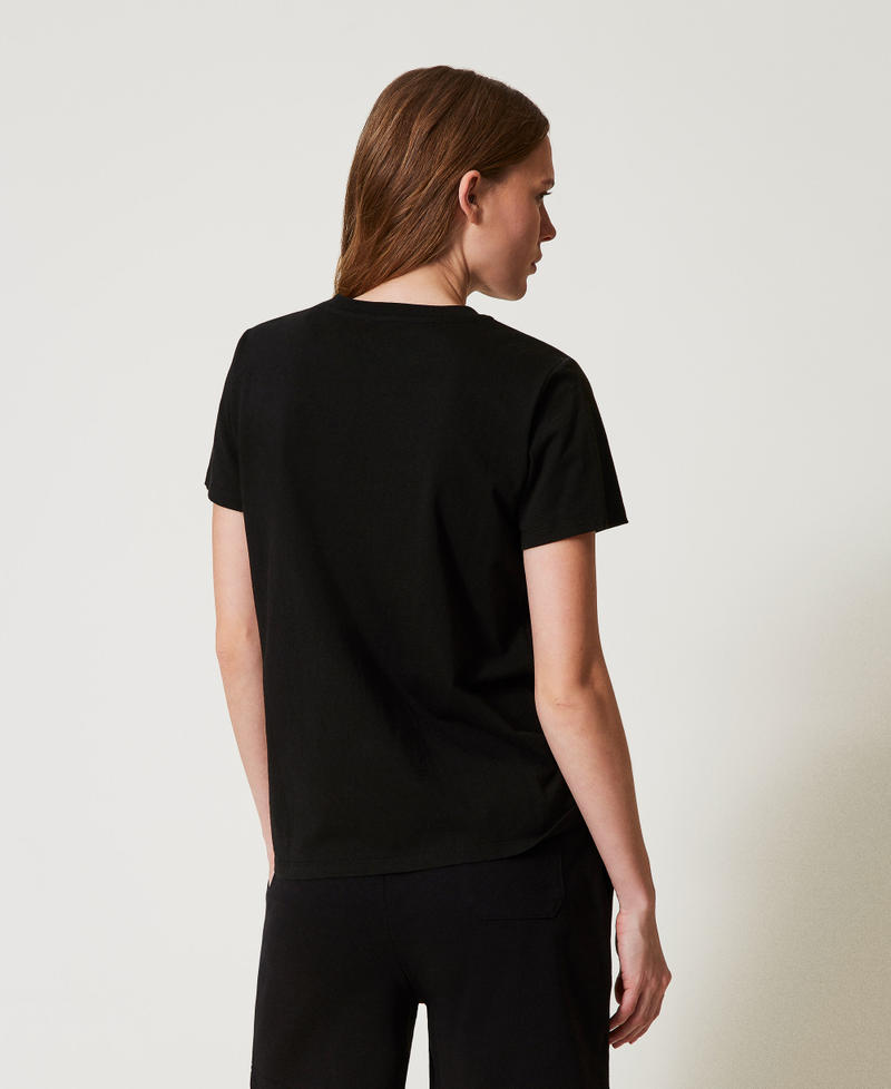 Regular T-shirt with embroidery Black Woman 251LL2HGG_00006_03