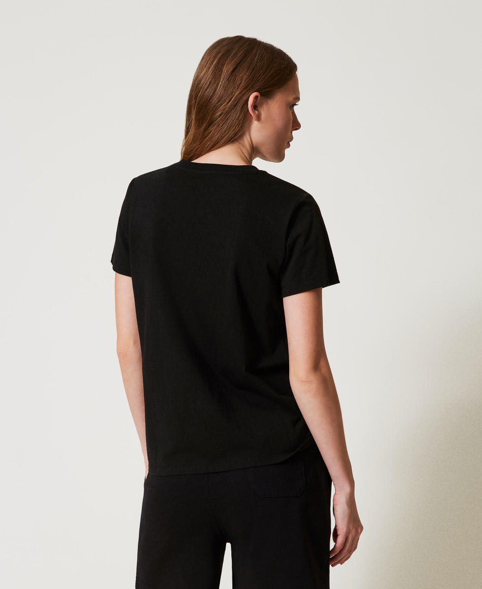 TWINSET 売れ筋商品|||ツインセット Tシャツ トップス レディース T-shirts Black Regular T-shirt with embroidery Woman, Black | TWINSET Milano