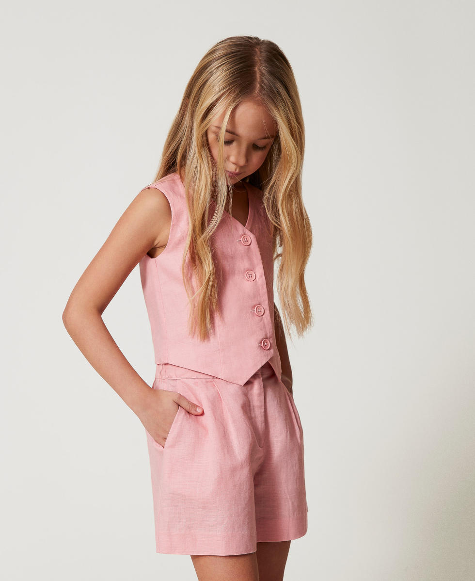 Linen blend single-breasted waistcoat Sweet Rose Girl 251GJ2402_00533_02