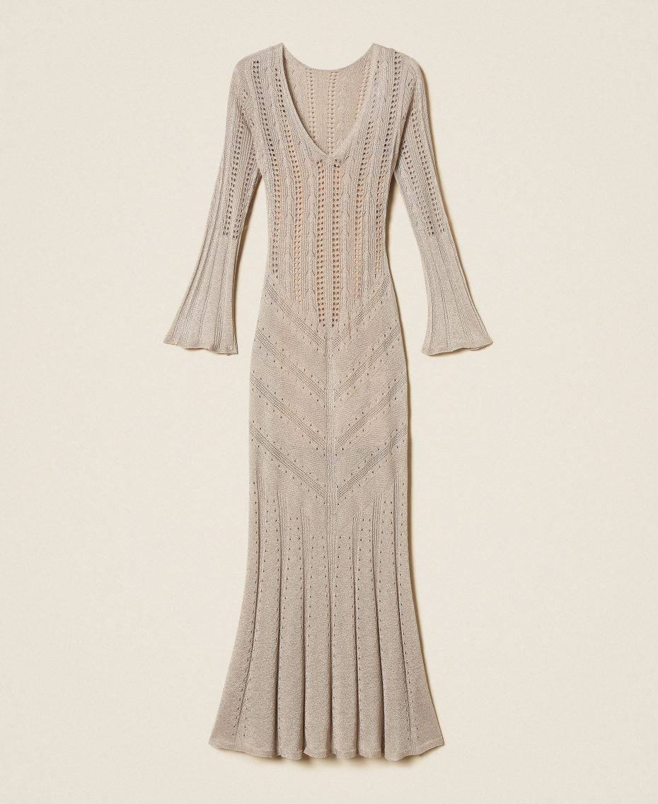 Long multi function knit dress with lurex Sand Lurex Woman 261TT3134_13564_S0