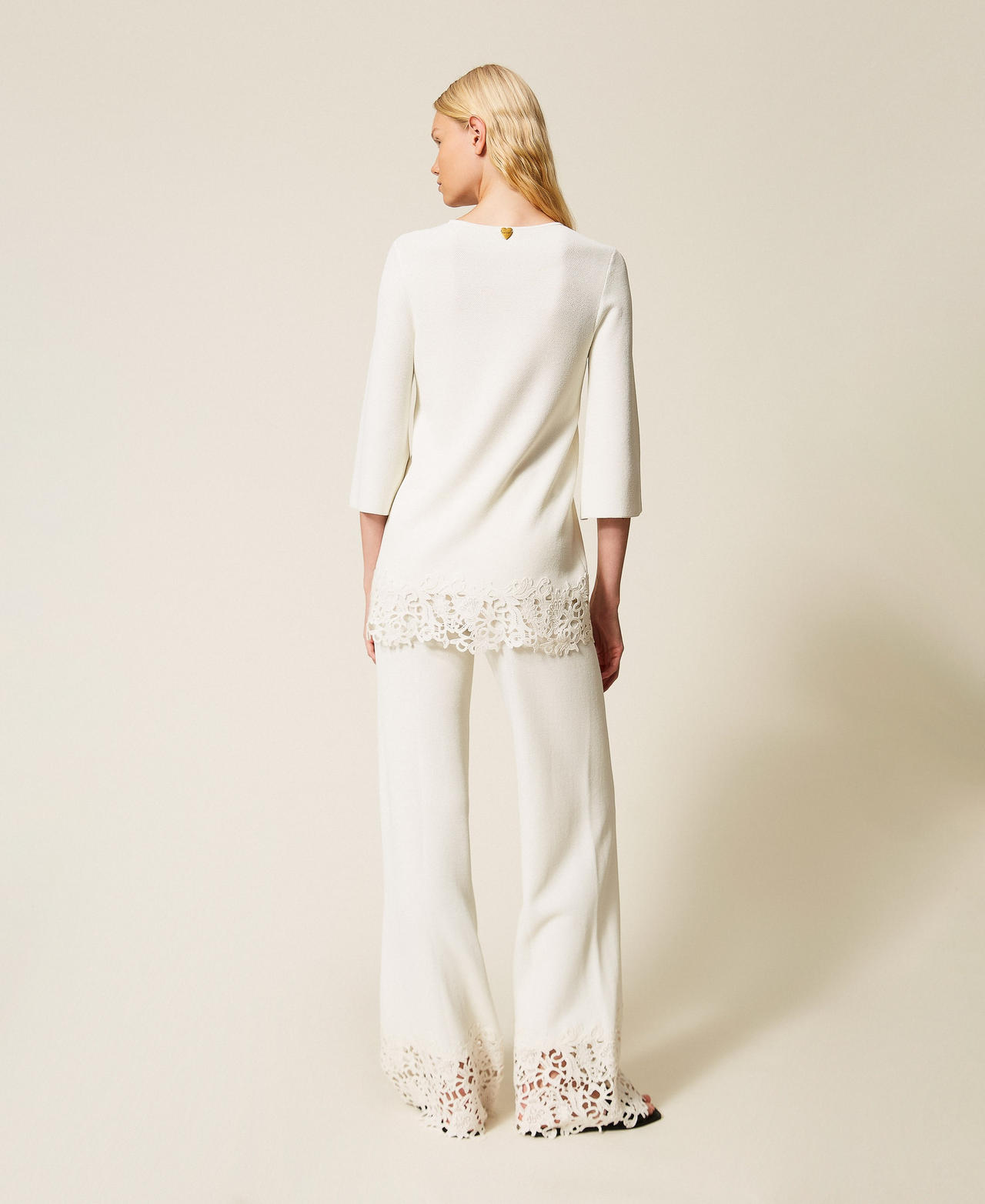 Knit trousers with lace Off White Woman 261LB3GBB_00526_03