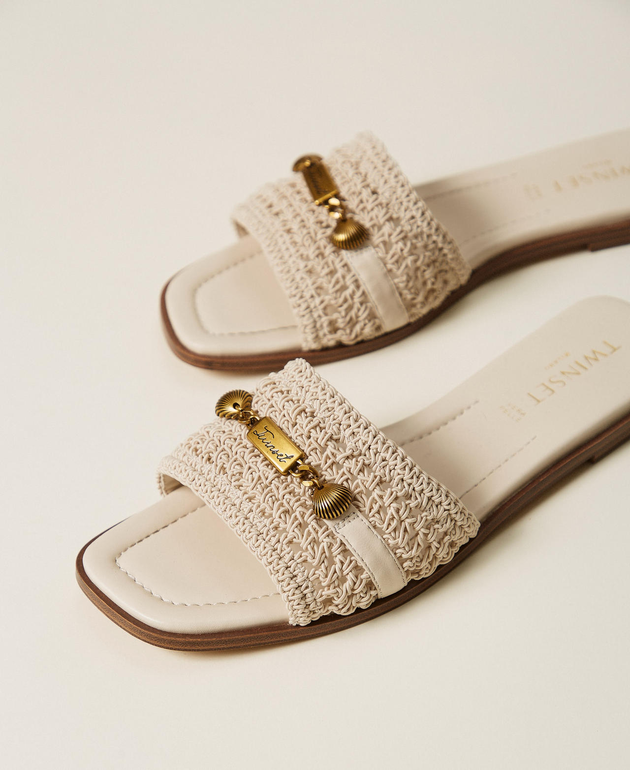 Crochet slides Mother Of Pearl Woman 261TGT044_00059_02
