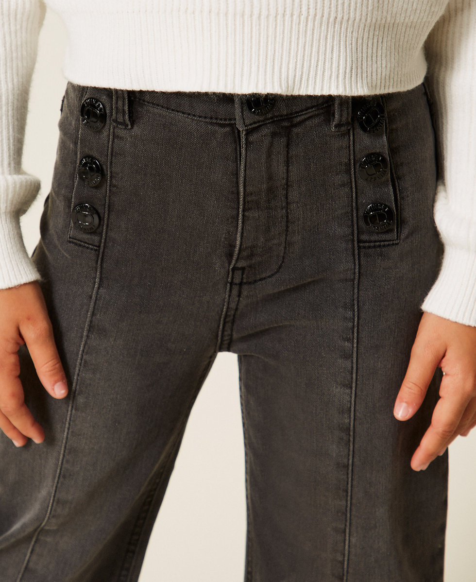 Wide-Leg-M&auml;dchenjeans mit Logokn&ouml;pfen Denim Black Old M&auml;dchen 252GB2250_11835_04