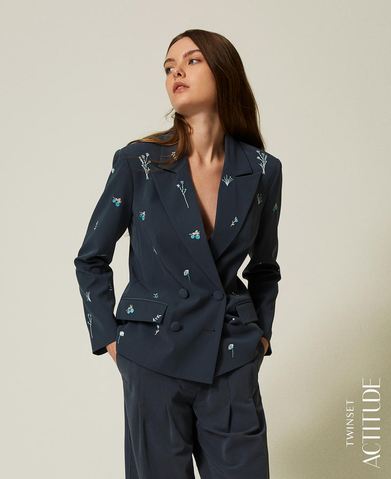 Blazer avec broderie florale Blue Fusion Femme 251AP2080_12372_PA