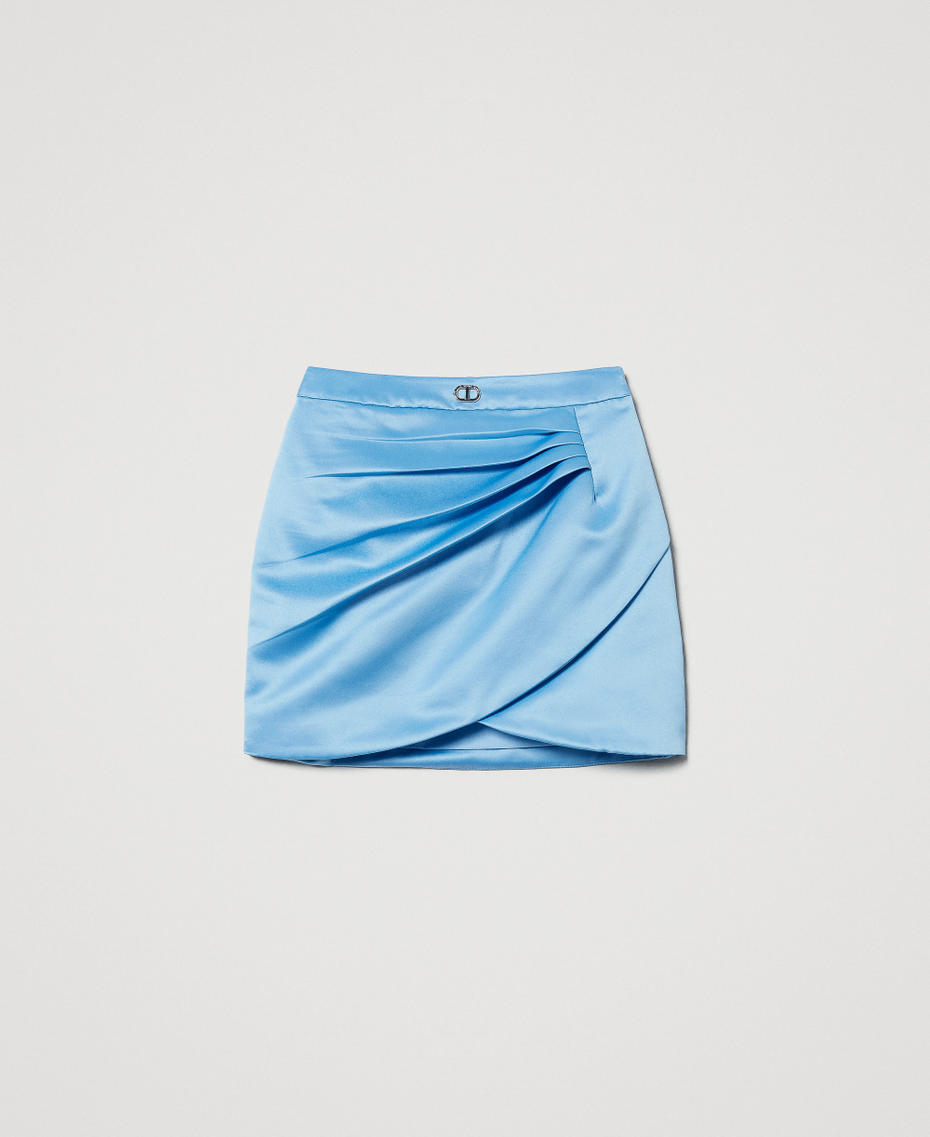 Duchesse miniskirt with drape Light Paper Blue Girl 251GJ2503_12148_S0