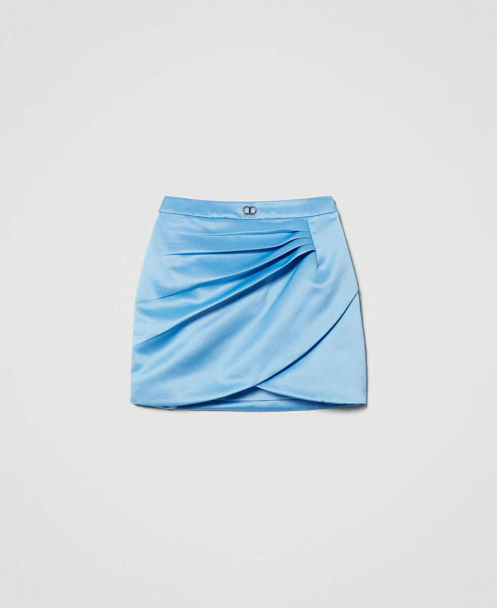 Minigonna in duchesse con drappeggio Azzurro "Paper Blue" Bambina 251GJ2503_12148_S0