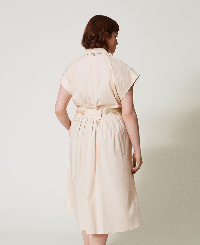 Midi dress in poplin with belt Pretty Pink Woman 251TT2102_12370_03