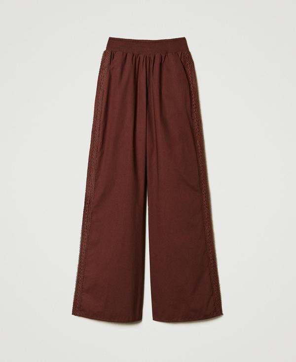 Pantaloni in popeline con crochet