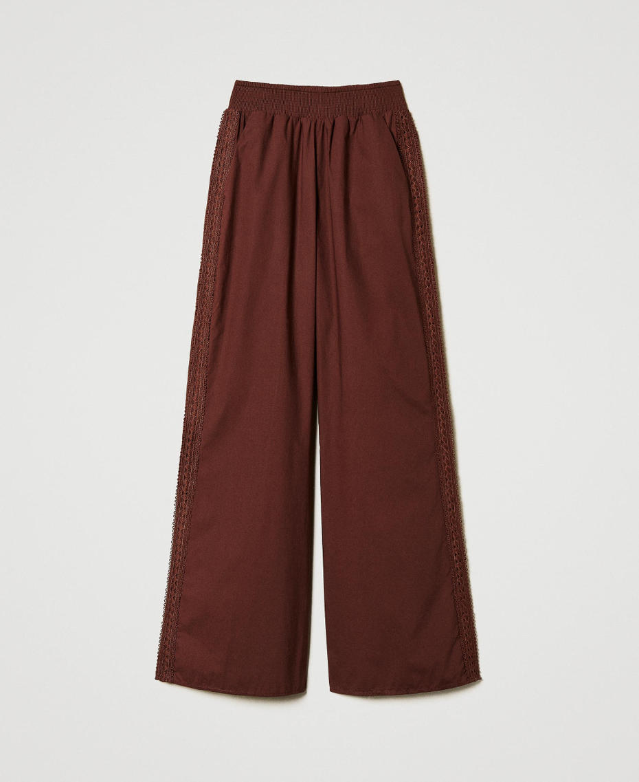 Pantaloni in popeline con crochet Brown Stone Donna 251LB2KCC_12133_S0