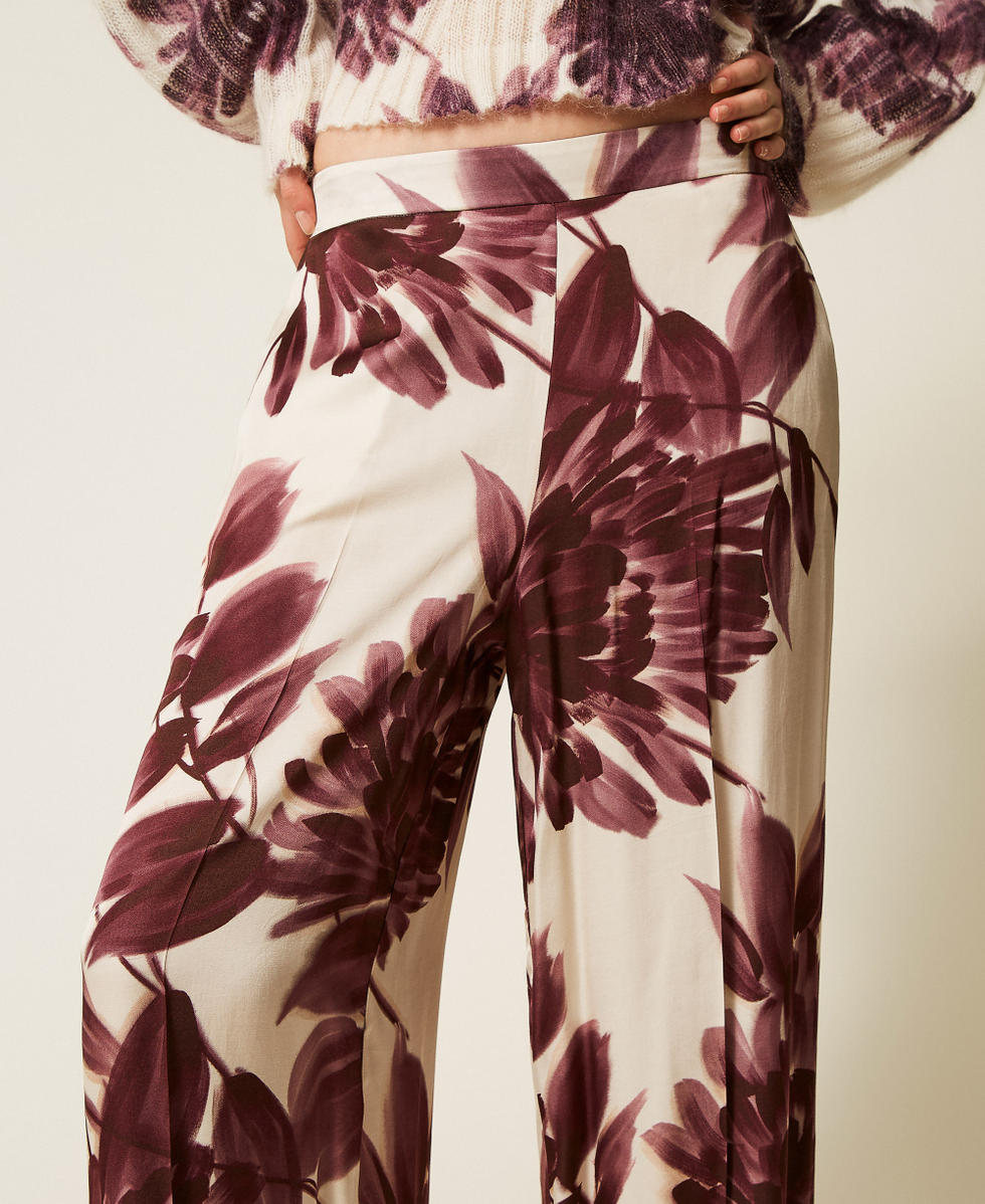 Pantalon ample avec imprim&eacute; floral Imprim&eacute; Dahlia Violet &laquo;&nbsp;Winetasting&nbsp;&raquo;/Blanc &laquo;&nbsp;Old White&nbsp;&raquo; Femme 252TP2701_12785_04
