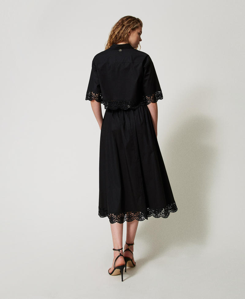 Long poplin skirt with lace Black Woman 251TT2095_00006_03