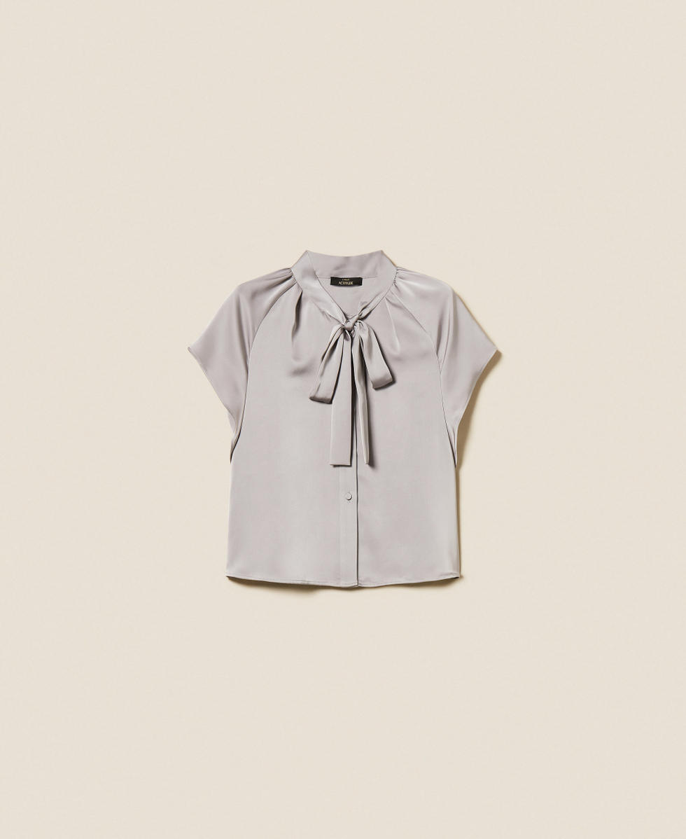 Satin shirt with bow