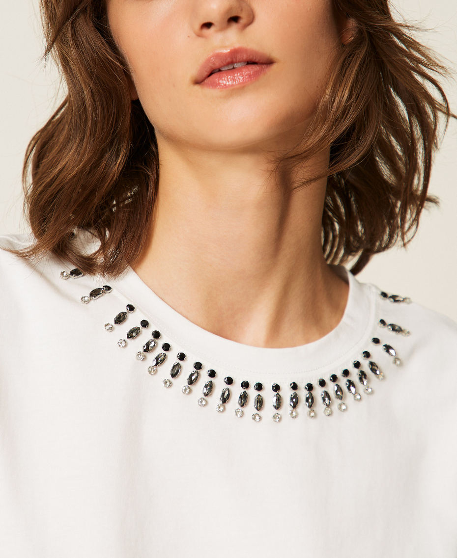 T-shirt slim con ricamo Off White Donna 262AP2480_00526_04