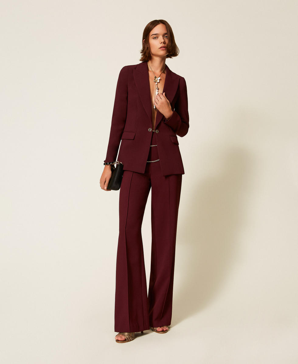 Oval T cr&ecirc;pe blazer &ldquo;Wine tasting&rdquo; Purple Woman 252TP2590_05609_01