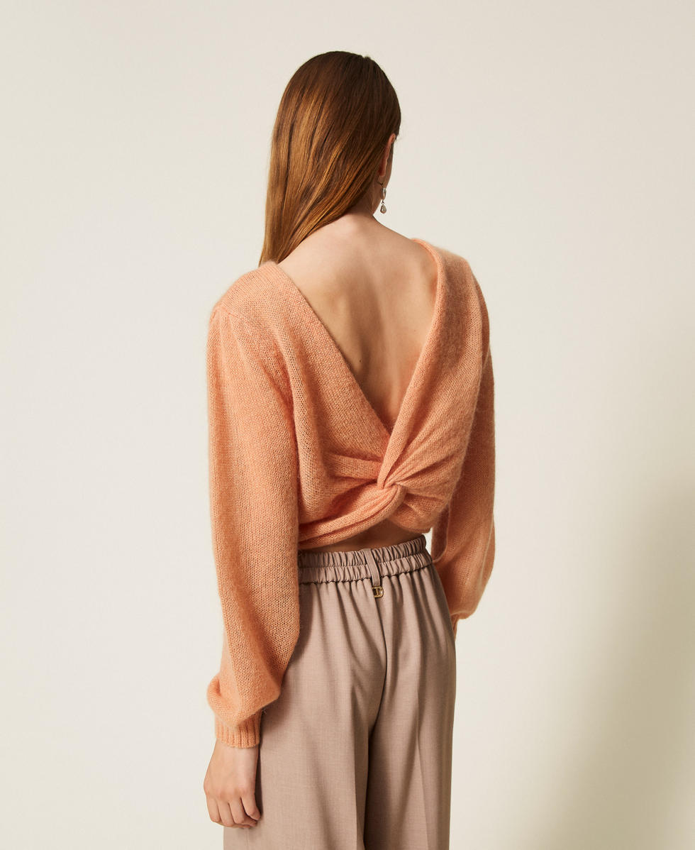  Mohair blend knit shrug Toasted Nut Brown Woman 252TP3525_12606_05